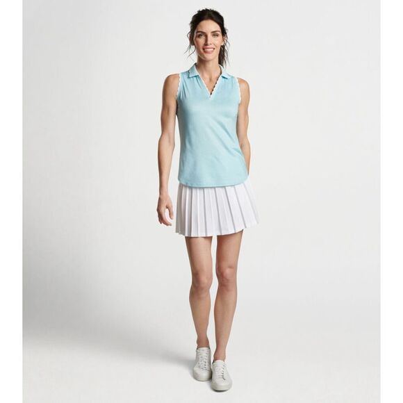 Peter Millar Tops - NWT Peter Millar Geo Print Opal Sleeveless Stretch Jersey Polo 
Jersey Polo